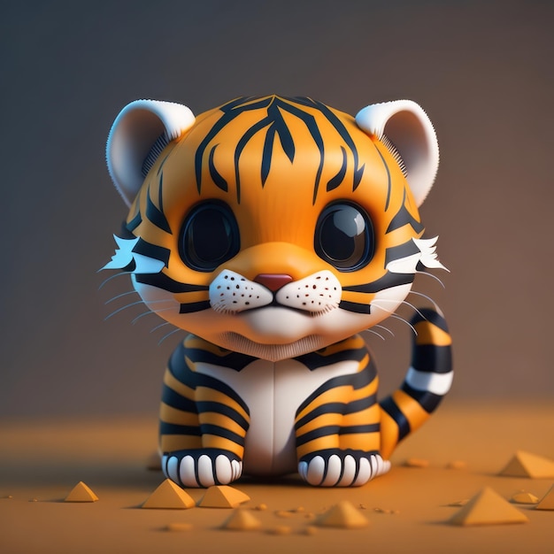 süßer, kleiner, hyperrealistischer, animierter 3D-Tiger