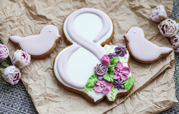 Süßer Lebkuchen für internationalen Frauentag, Blumen