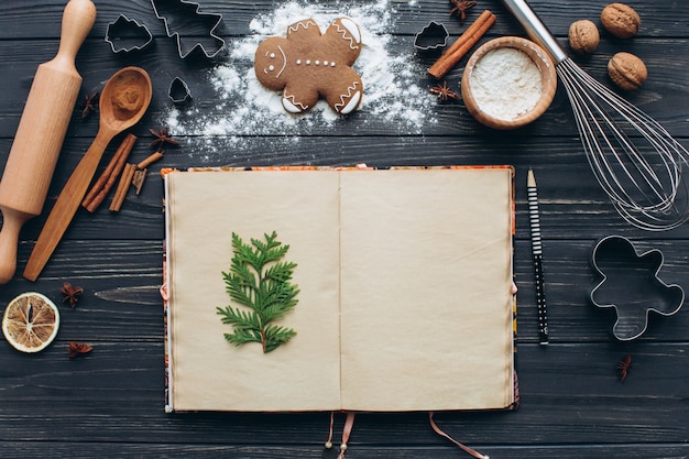 Süßer Nahrungsmittelrahmen des Weihnachtsbackenen.