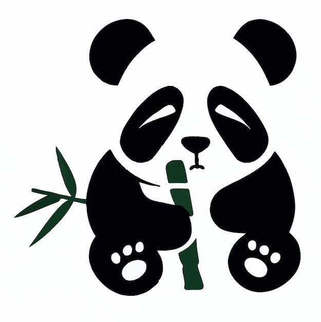 Foto süßer panda, der bambusillustration isst