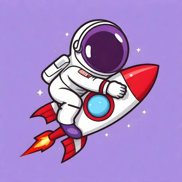süßer Raumfahrer Astronaut Raketenwerfer Galaxie Sonnensystem Zeichentrickfilm 3D 4K Garapics