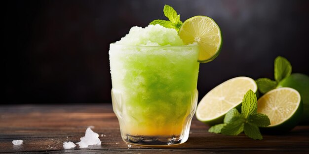Süßer, sommerlich erfrischender Crushed-Ice-Slush-Mocktail mit Melonensaft