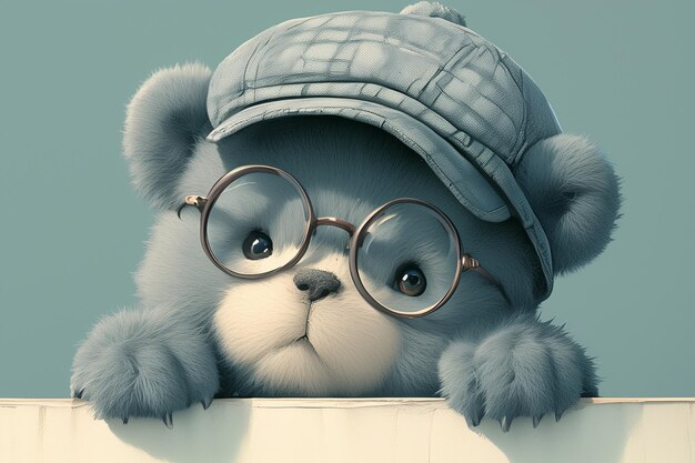 süßer Teddybär mit Hut und Brille