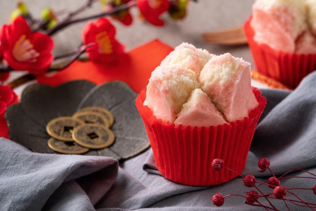 Süßer traditioneller chinesischer gedämpfter Biskuitkuchen Fa Gao für Festessen zum Mondneujahrsfest