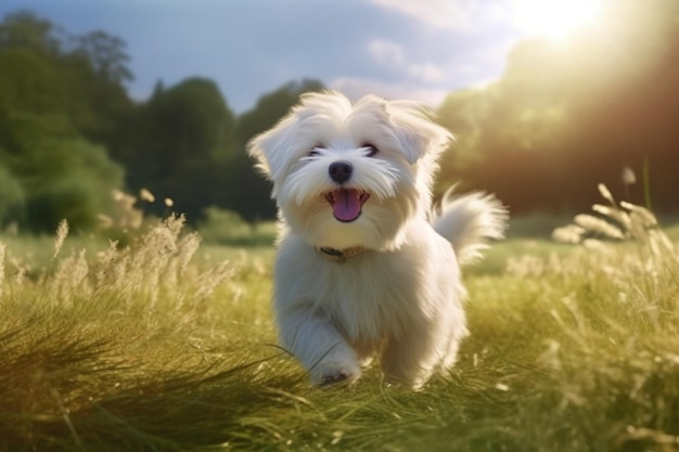 Süßer und glücklicher Coton de Tulear Hund Generative KI