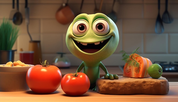 süßer veganer Pixar-3D-Charakter