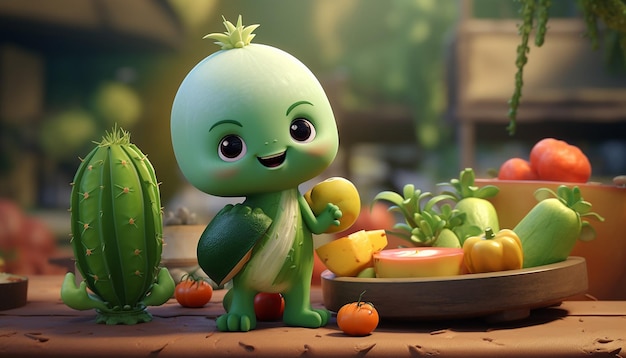 süßer veganer Pixar-3D-Charakter