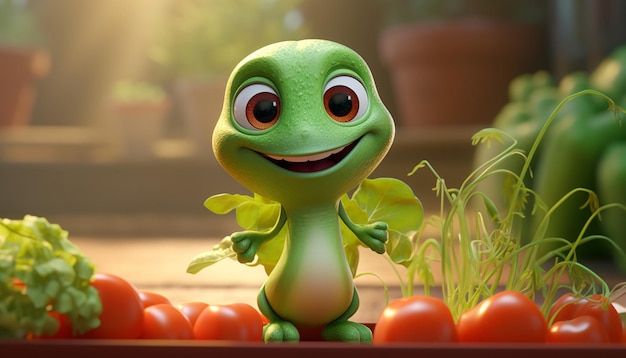 süßer veganer Pixar-3D-Charakter