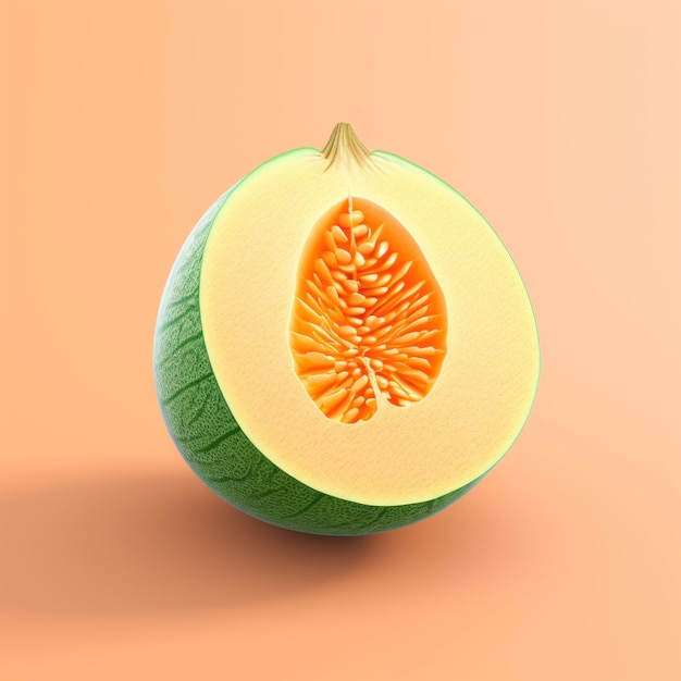 Süßes 3D-Cantaloupe-Frucht-Design auf rosa Hintergrund