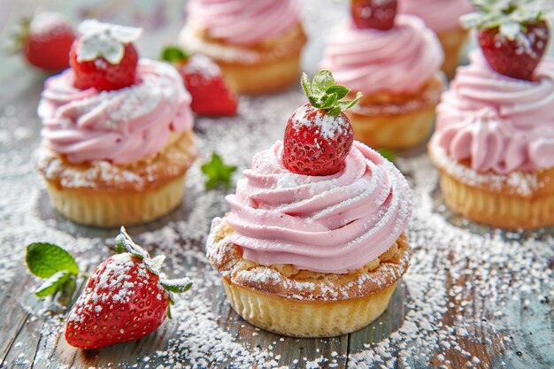 Süßes Bäckerdessert mit Erdbeeren