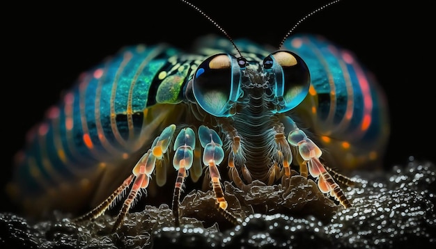 Süßes Biolumineszenz-Mantis-Garnelen-Porträt-Makrofoto