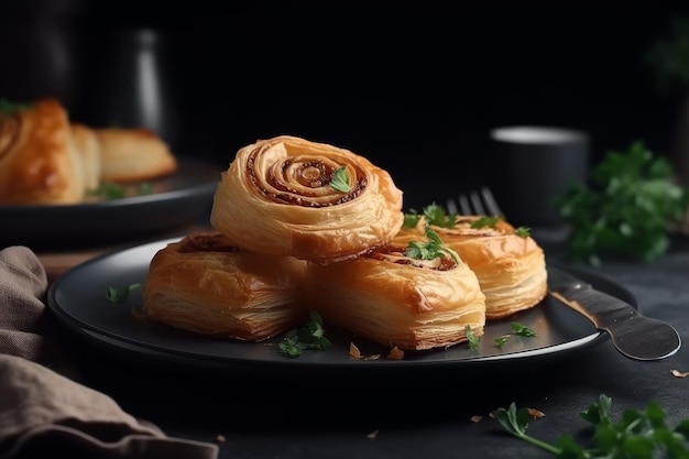 Süßes Brötchen-Nahrungsmittelgericht Generieren Sie Ai