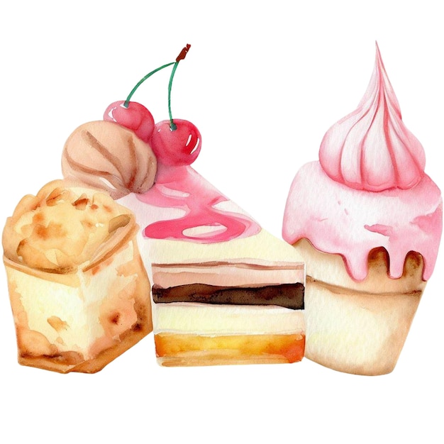 Süßes Dessert Aquarell Clipart