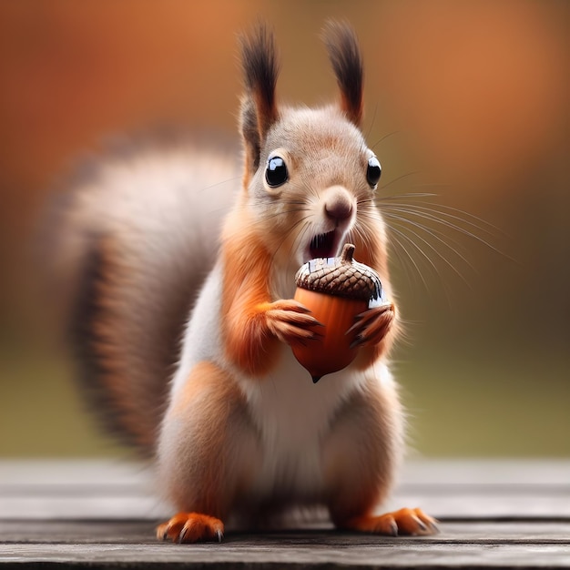 süßes Eichhörnchen, das Walnuss frisst