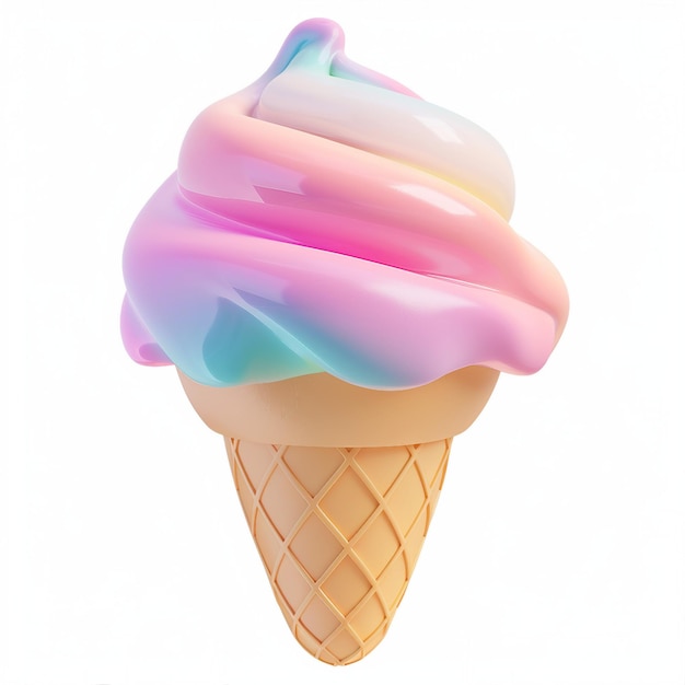 süßes Eis-Symbol 3D-Rendering weißer Hintergrund generative KI