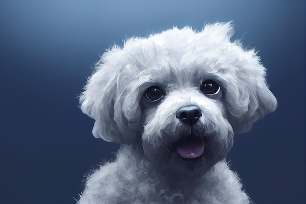 Süßes entzückendes Havana Bichon-Hündchen Porträt von Havana Bichon-Hund Illustrationsmalerei im digitalen Kunststil