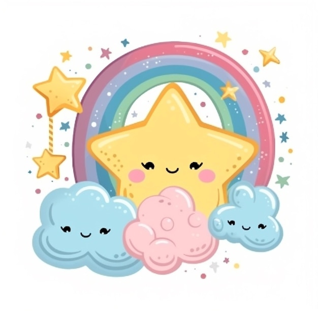 süßes Kawaii Regenbogen-Clipart