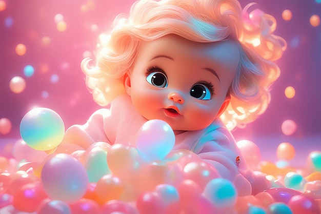 süßes kleines Mädchen mit einem großen rosa Ballon süßes kleines Mädchen mit einem großen rosa Ballon süßes kleines Mädchen w
