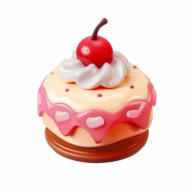 süßes Kuchen-Symbol 3D-Rendering weißer Hintergrund generative KI