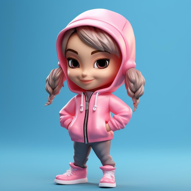 Süßes Mini-Mädchen als Funko-Pop-Figur mit rosa Jacke und hellblauer Hose