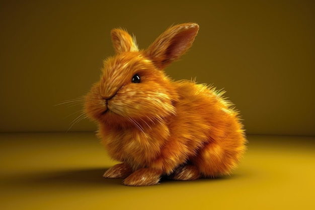 Süßes und flauschiges orangefarbenes Kaninchen in einer skurrilen Umgebung Generative KI