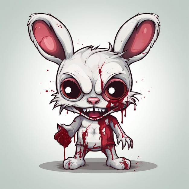 süßes Vektormaskottchen Zombie Bunny weißer Hintergrund