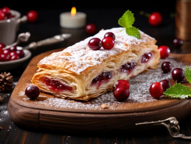 Foto süßes, wunderschönes dessert, köstliches, schönes, mit dekorationen geschmücktes essen, foto