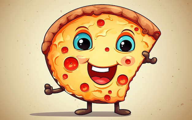 süßes Zeichentrickfilm-Pizza-Maskottchen, das den Daumen hochgibt