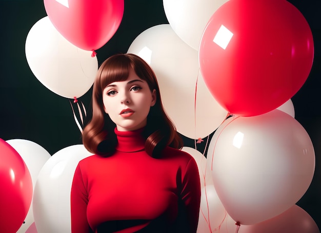 Foto suéter elegante y espectáculo de globos