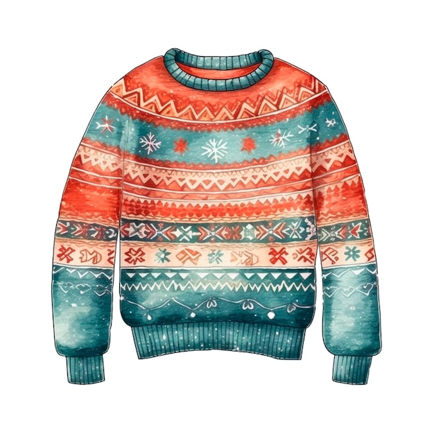 Suéter de invierno acuarela Suéter feo de temporada fiesta acuarela decorativa