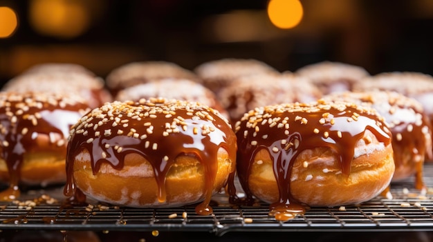Sufganiyot Jelly Donuts gebacken auf dem Hanukkah-Festival jüdischer Feiertag Ai generative