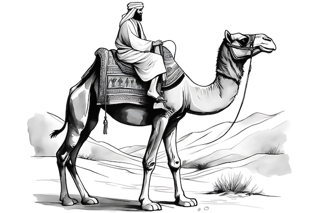 Sufi viajando com seu camelo para colorir desenho para colorir
