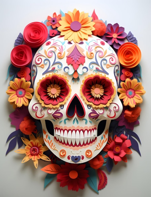 Sugar Skull Calavera para comemorar o Dia dos Mortos do México Dia de Los Muertos