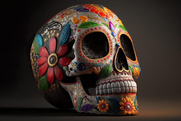 Sugar Skull Calavera zur Feier von Mexikos Tag der Toten generativer ai