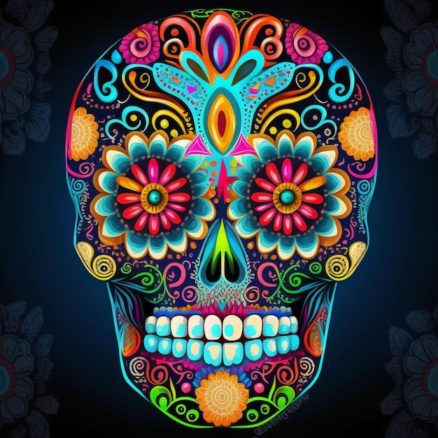 Foto sugar skull, mexikanische süßigkeit zum tag der toten.