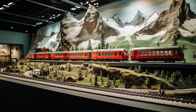 Suíça representa representação dos Alpes e do trem
