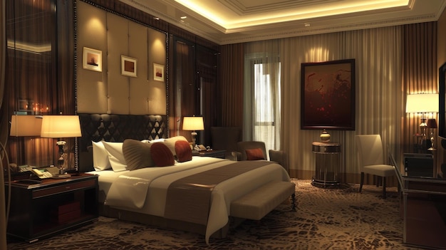 Suite de hotel de lujo con una decoración elegante