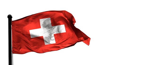 suiza país 3d viento ondeando bandera y fondo blanco