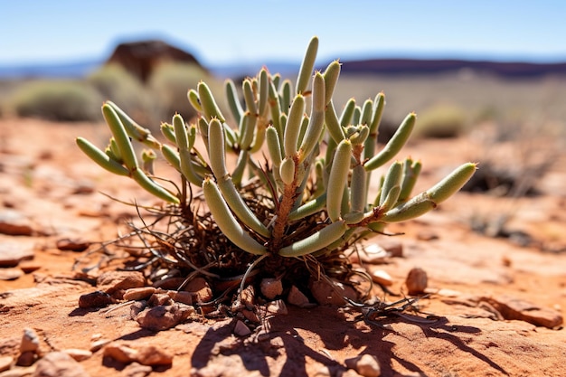 Sukkulente Sprossen in der Wüste Generative Ai
