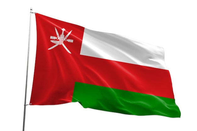 Sultanat von Oman-Flagge auf weißem Hintergrund