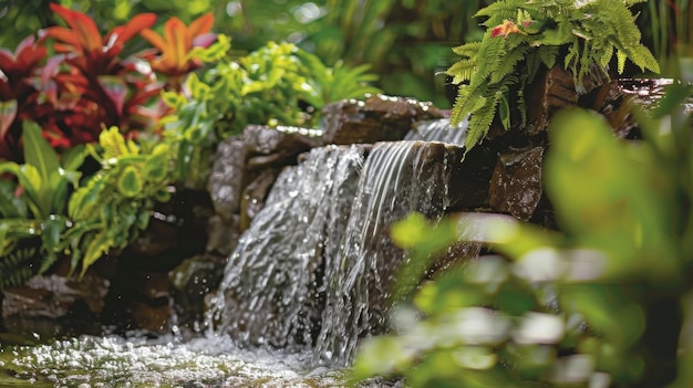 Sumérgete en la belleza de la naturaleza con un podio de cascadas de selva tropical con una tranquila cascada