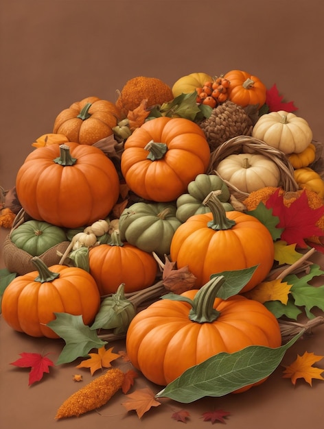 Sumérgete en el cálido abrazo del otoño con una gran cantidad de calabazas que celebran la esencia.