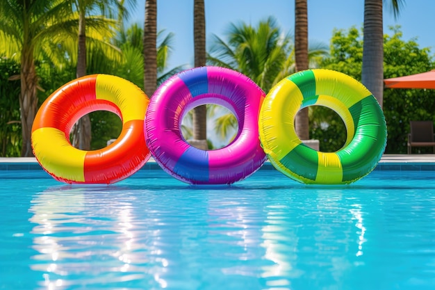 Sumérgete en Fun Pool Paradise con vibrantes anillos inflables