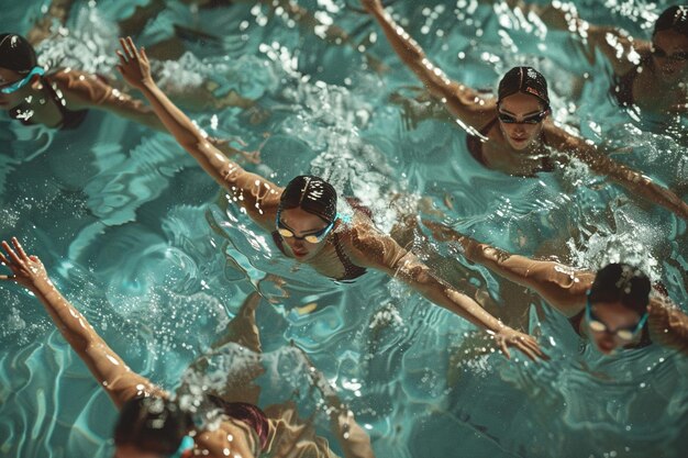 Foto sumérgete en el mundo de la natación sincronizada y la ia generativa