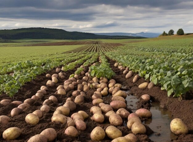 Foto sumérgete en el sabor crujiente y limpio de las patatas orgánicas generadas por ai