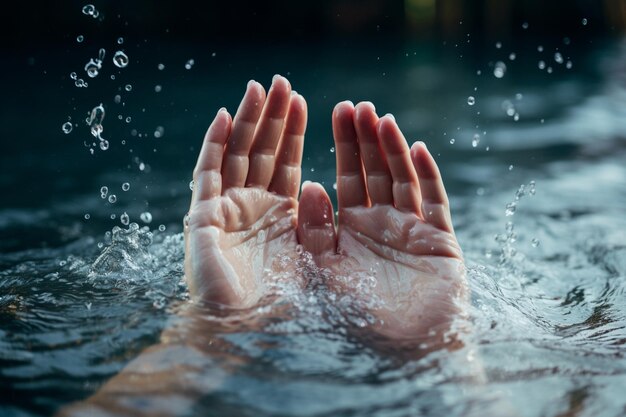 Foto sumergirse en el agua mano de la persona