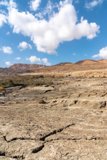 Foto un sumidero lleno de agua turquesa cerca de la costa del mar muerto