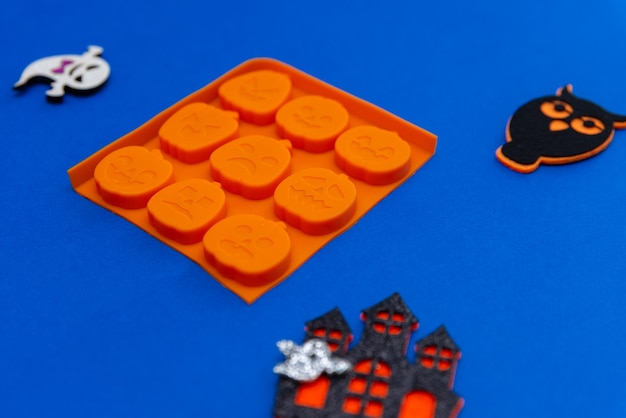 Suministros de artes y artesanías de Halloween moldes de silicona naranja para la fabricación de velas de jabón y horneado