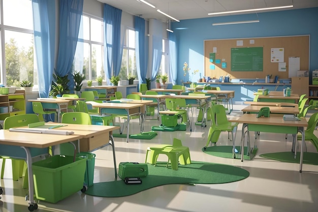Suministros para el aula ecológicos Sostenibilidad en aulas futuristas
