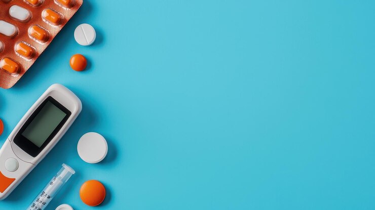 Suministros médicos para el control de la diabetes medidor de glucosa insulina jeringa medicamentos para el cuidado de la salud pastillas naranjas pastillas vigilancia de la salud equipos médicos farmacia tratamiento herramientas para el cuidado del salud diabetes